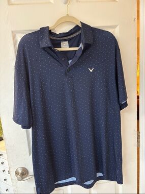 Callaway Men’s Navy Polo with Micro Dot Print